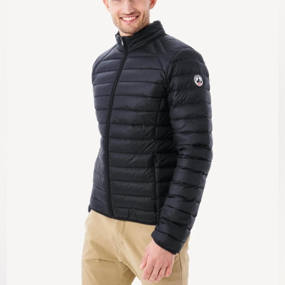 JOTT 2018 Matt Black Lightweight Down Jacket Men Feather Filling Jacket Sz M